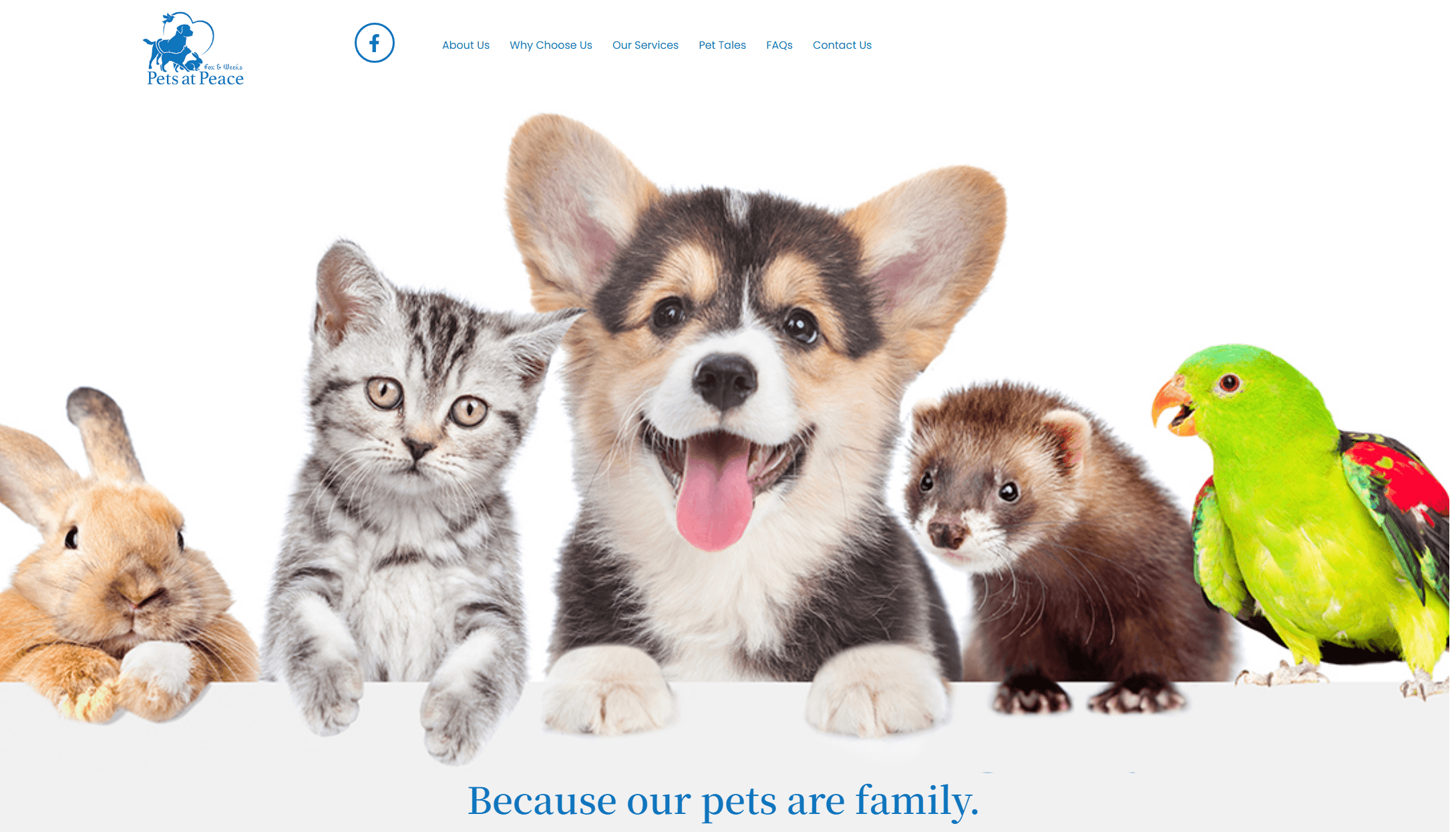 Website thumbnail for Pets at Peace Savannah showing a pet memorial and aftercare homepage